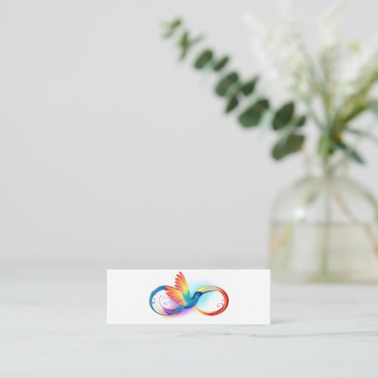 Regenboogvogel met oneindige symbolen mini visitekaartje (Staand voorkant)