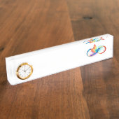 Regenboogvogel met oneindige symbolen naambordje (Zijkant)