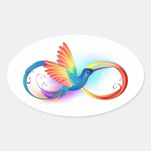 Regenboogvogel met oneindige symbolen ovale sticker (Voorkant)