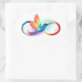 Regenboogvogel met oneindige symbolen ovale sticker (Tas)