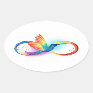 Regenboogvogel met oneindige symbolen ovale sticker