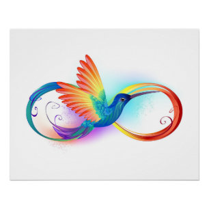 Regenboogvogel met oneindige symbolen perfect poster