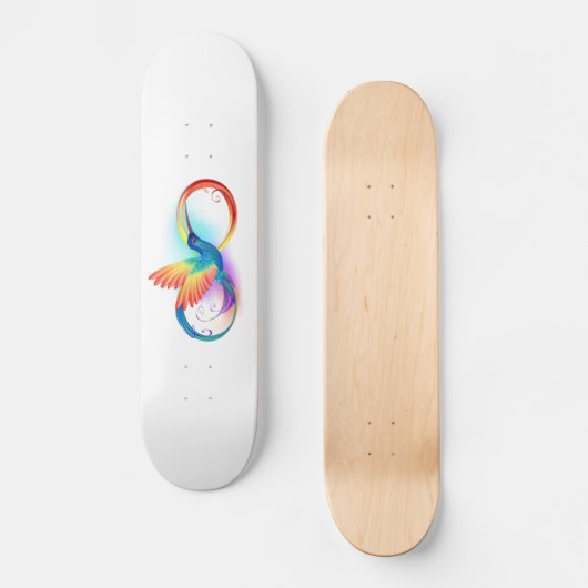 Regenboogvogel met oneindige symbolen persoonlijk skateboard (Voorkant)