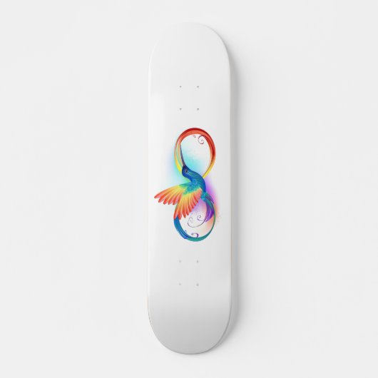 Regenboogvogel met oneindige symbolen persoonlijk skateboard (Voorkant)
