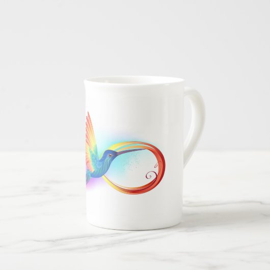 Regenboogvogel met oneindige symbolen porselein kop (Voorkant rechts)