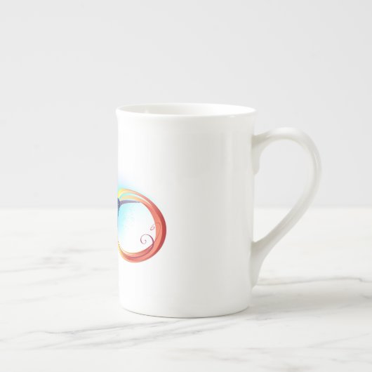 Regenboogvogel met oneindige symbolen porselein kop (Rechts)