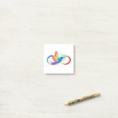 Regenboogvogel met oneindige symbolen post-it® notes (Op bureau)