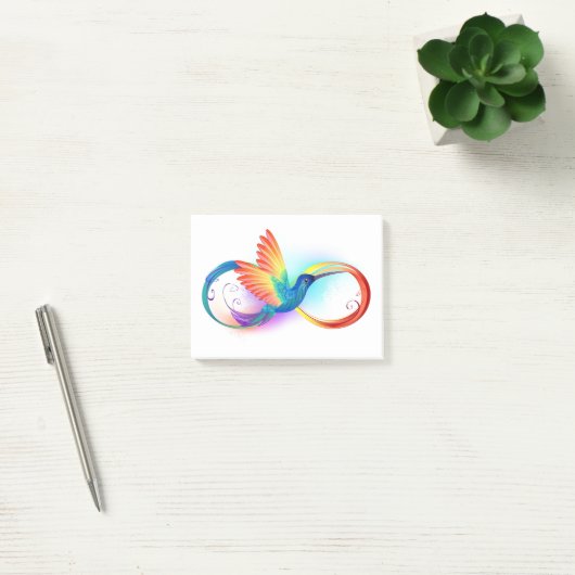 Regenboogvogel met oneindige symbolen post-it® notes (Kantoor)