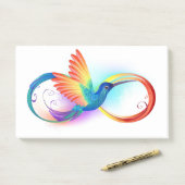 Regenboogvogel met oneindige symbolen post-it® notes (Op bureau)