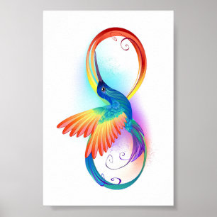 Regenboogvogel met oneindige symbolen poster