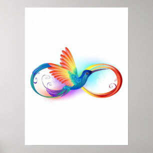 Regenboogvogel met oneindige symbolen poster