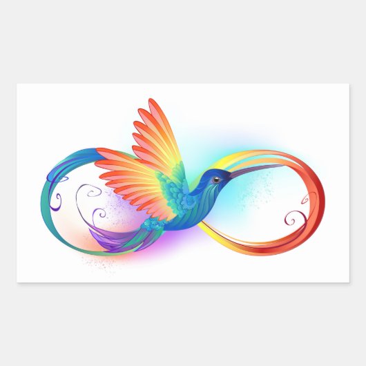 Regenboogvogel met oneindige symbolen rechthoekige sticker (Voorkant)