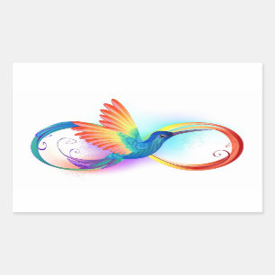 Regenboogvogel met oneindige symbolen rechthoekige sticker