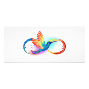 Regenboogvogel met oneindige symbolen reclamekaart