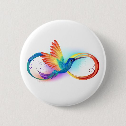 Regenboogvogel met oneindige symbolen ronde button 5,7 cm (Voorkant)