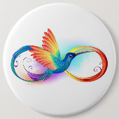Regenboogvogel met oneindige symbolen ronde button 6,0 cm (Voorkant)