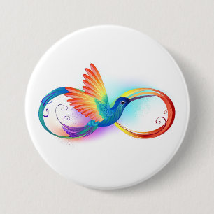 Regenboogvogel met oneindige symbolen ronde button 7,6 cm