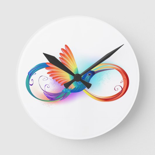 Regenboogvogel met oneindige symbolen ronde klok (Voorkant)