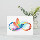 Regenboogvogel met oneindige symbolen save the date (Staand voorkant)