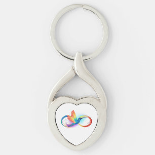 Regenboogvogel met oneindige symbolen sleutelhanger