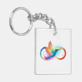 Regenboogvogel met oneindige symbolen sleutelhanger (Voorkant Links)