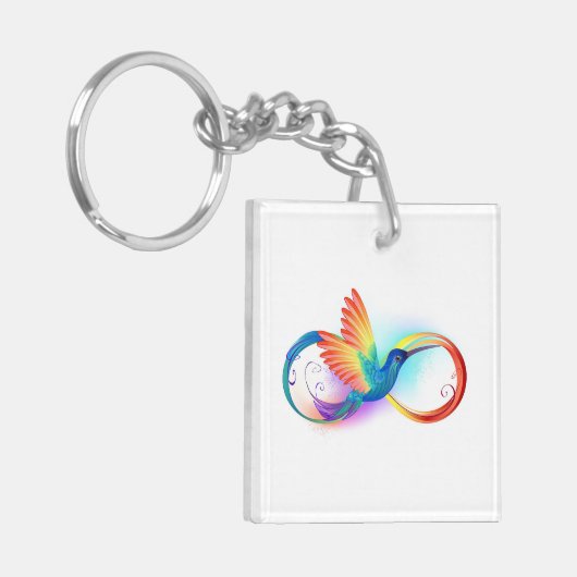 Regenboogvogel met oneindige symbolen sleutelhanger (Voorkant Links)