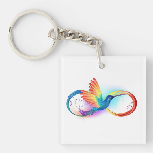 Regenboogvogel met oneindige symbolen sleutelhanger (Voorkant)