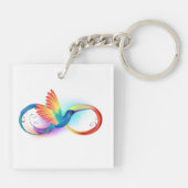Regenboogvogel met oneindige symbolen sleutelhanger (Achterkant)