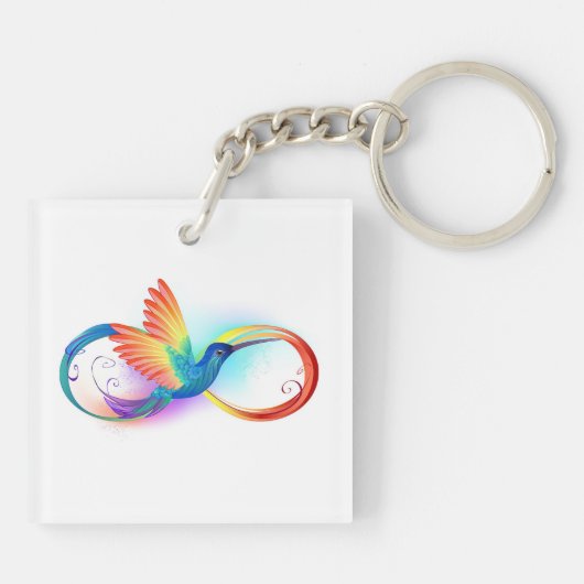 Regenboogvogel met oneindige symbolen sleutelhanger (Achterkant)