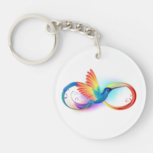 Regenboogvogel met oneindige symbolen sleutelhanger (Voorkant)