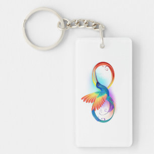 Regenboogvogel met oneindige symbolen sleutelhanger