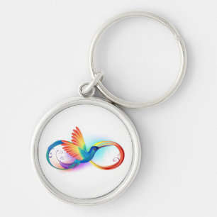 Regenboogvogel met oneindige symbolen sleutelhanger