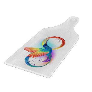 Regenboogvogel met oneindige symbolen snijplank