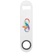 Regenboogvogel met oneindige symbolen speed flessenopener (Achterkant)
