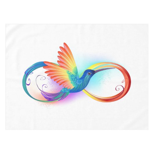 Regenboogvogel met oneindige symbolen tafelkleed (Voorkant (Horizontaal))