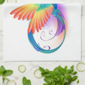 Regenboogvogel met oneindige symbolen theedoek (Gevouwen)