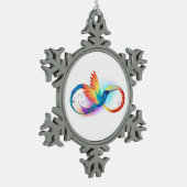 Regenboogvogel met oneindige symbolen tin sneeuwvlok ornament (Links)