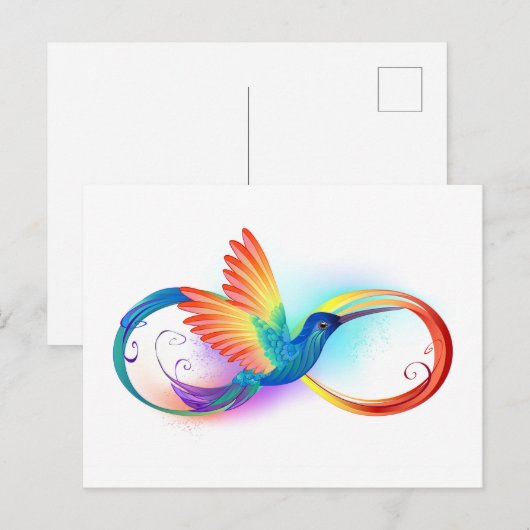 Regenboogvogel met oneindige symbolen uitnodiging briefkaart (Voorkant / Achterkant)
