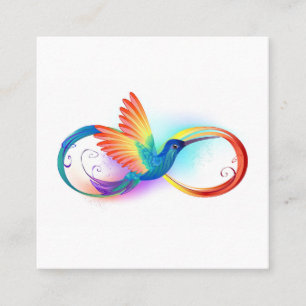 Regenboogvogel met oneindige symbolen vierkante visitekaartje