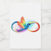 Regenboogvogel met oneindige symbolen voedselcontainer etiket (Enkel label)