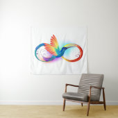 Regenboogvogel met oneindige symbolen wandkleed (In Situ (horizontaal))