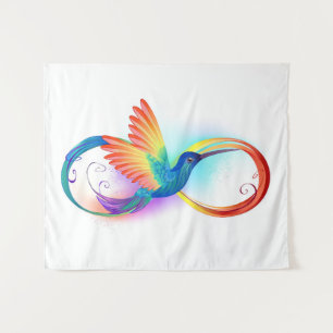 Regenboogvogel met oneindige symbolen wandkleed