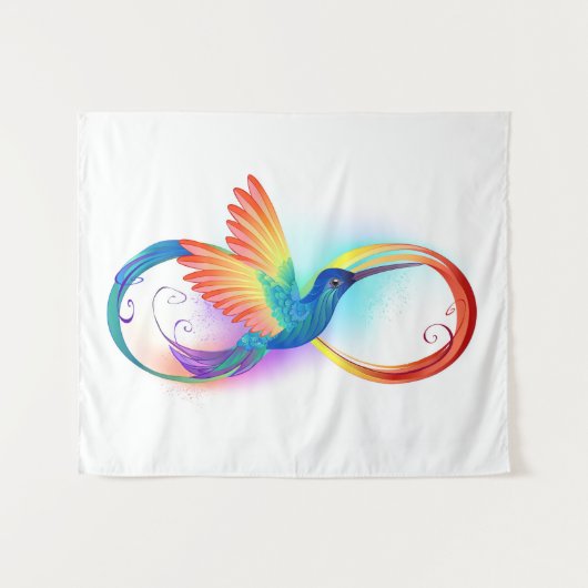 Regenboogvogel met oneindige symbolen wandkleed (Voorkant (horizontaal))