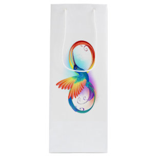 Regenboogvogel met oneindige symbolen wijn cadeautas