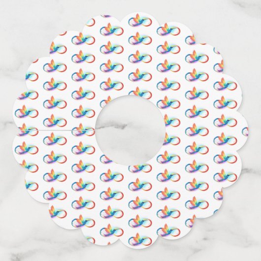 Regenboogvogel met oneindige symbolen wijnglaslabel (Voorkant)