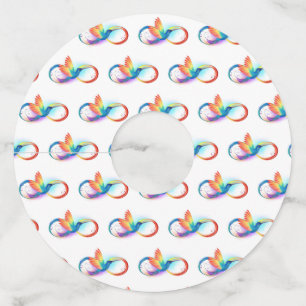 Regenboogvogel met oneindige symbolen wijnglaslabel