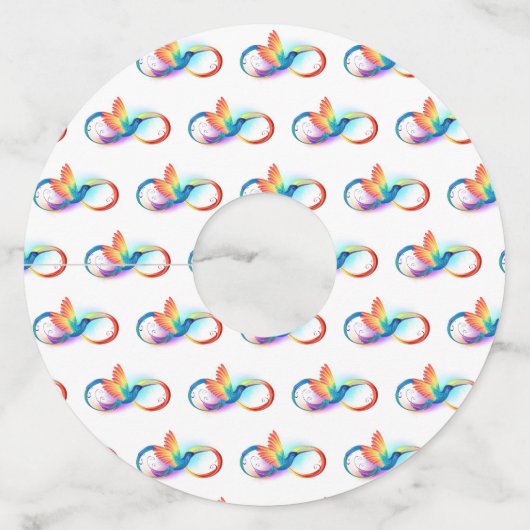 Regenboogvogel met oneindige symbolen wijnglaslabel (Voorkant)