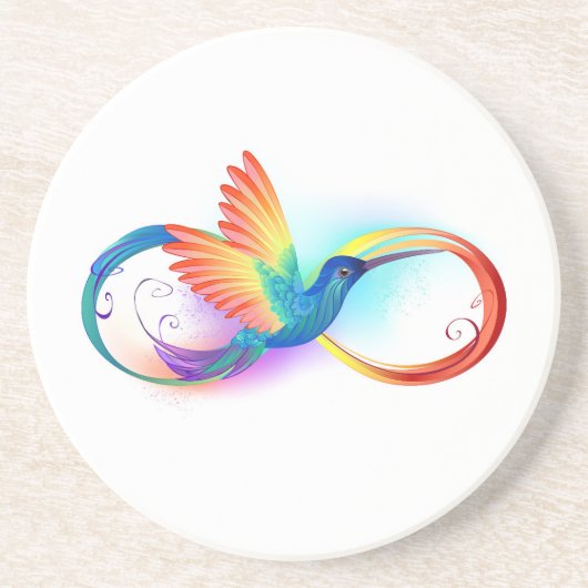 Regenboogvogel met oneindige symbolen zandsteen onderzetter (Voorkant)