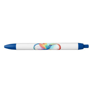 Regenboogvogel met oneindige symbolen zwarte inkt pen