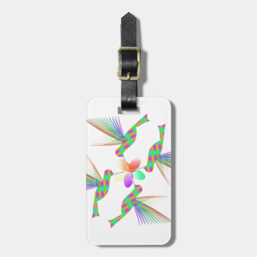 Regenboogvogels die een bloem kussen bagagelabel (Voorkant verticaal)